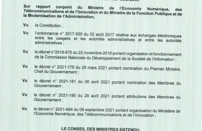 DÉCRET 2021-913 DU 22 DÉCEMBRE 2021 ADOPTION RÉFÉRENTIEL GÉNÉRAL D'INTEROPÉRABILITÉ SYSTÈMES D'INFORMATION