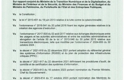 DECRET N°2024-958 DU 30 OCTOBRE 2024 PORTANT CRÉATION ANSSI