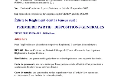 REGLEMENT UEMOA